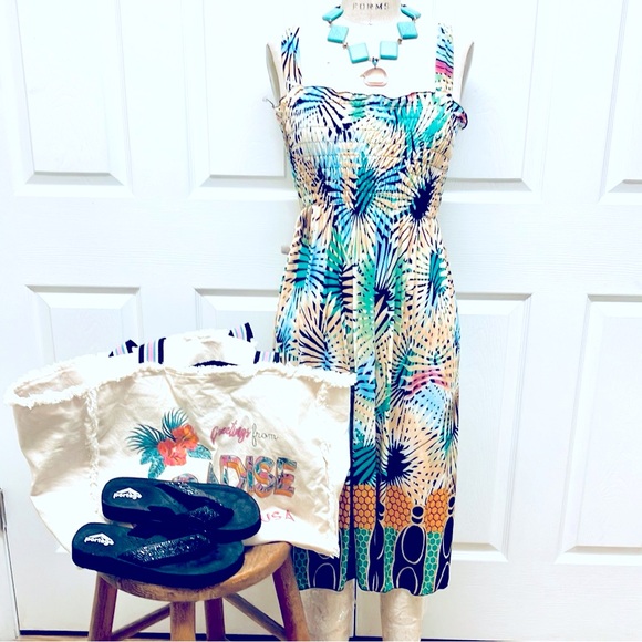 Tropical Print Sundresss XL - Picture 4 of 6